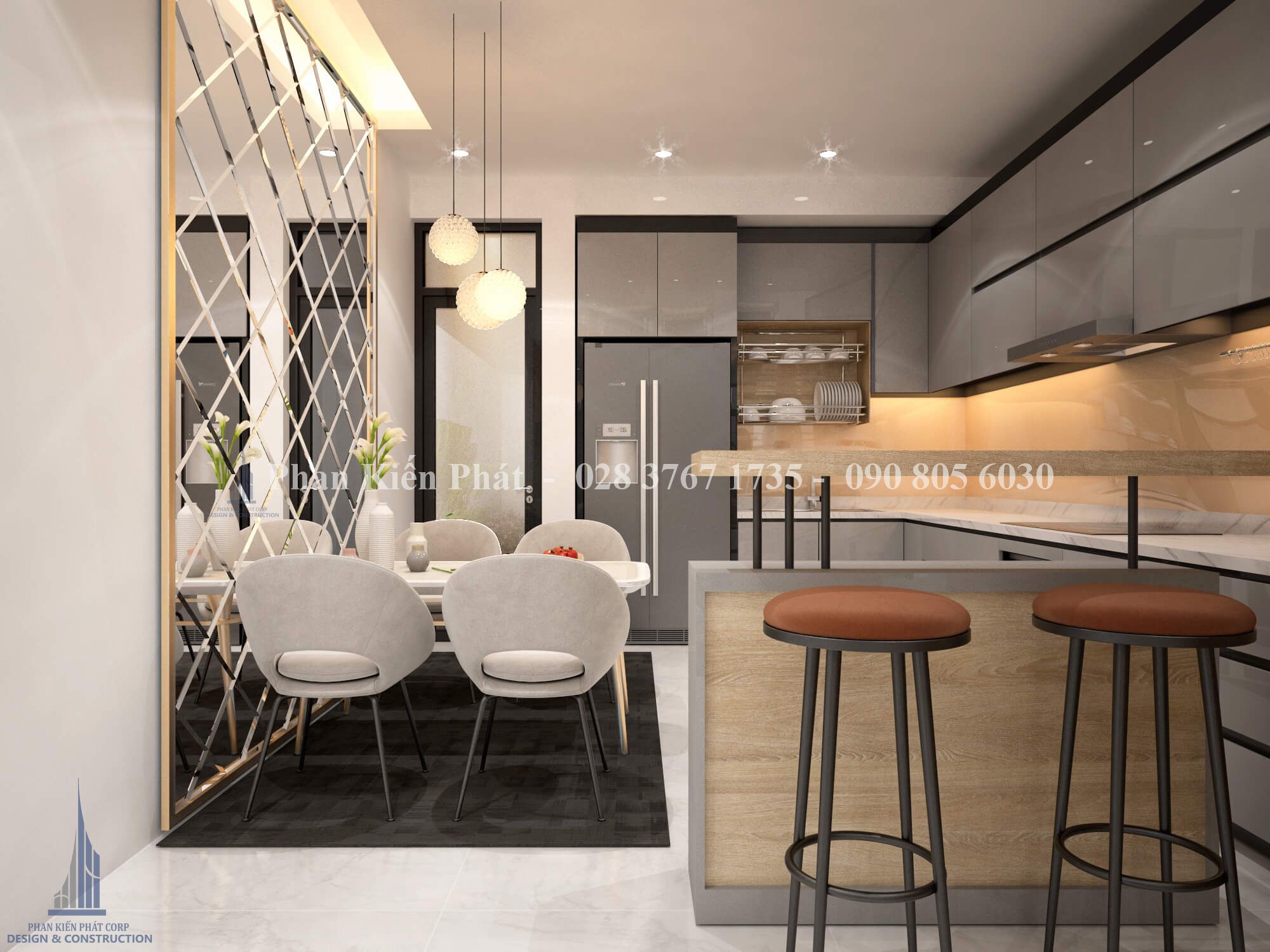 Chia sẻ kinh nghiệm thi công nội thất theo yêu cầu như nhà phố, biệt thư, căn hộ theo yêu cầu của chủ đầu tư 5 Thiet Ke Noi That Phong An Bep Anh Hung Binh Tan 2 Tkxdnd