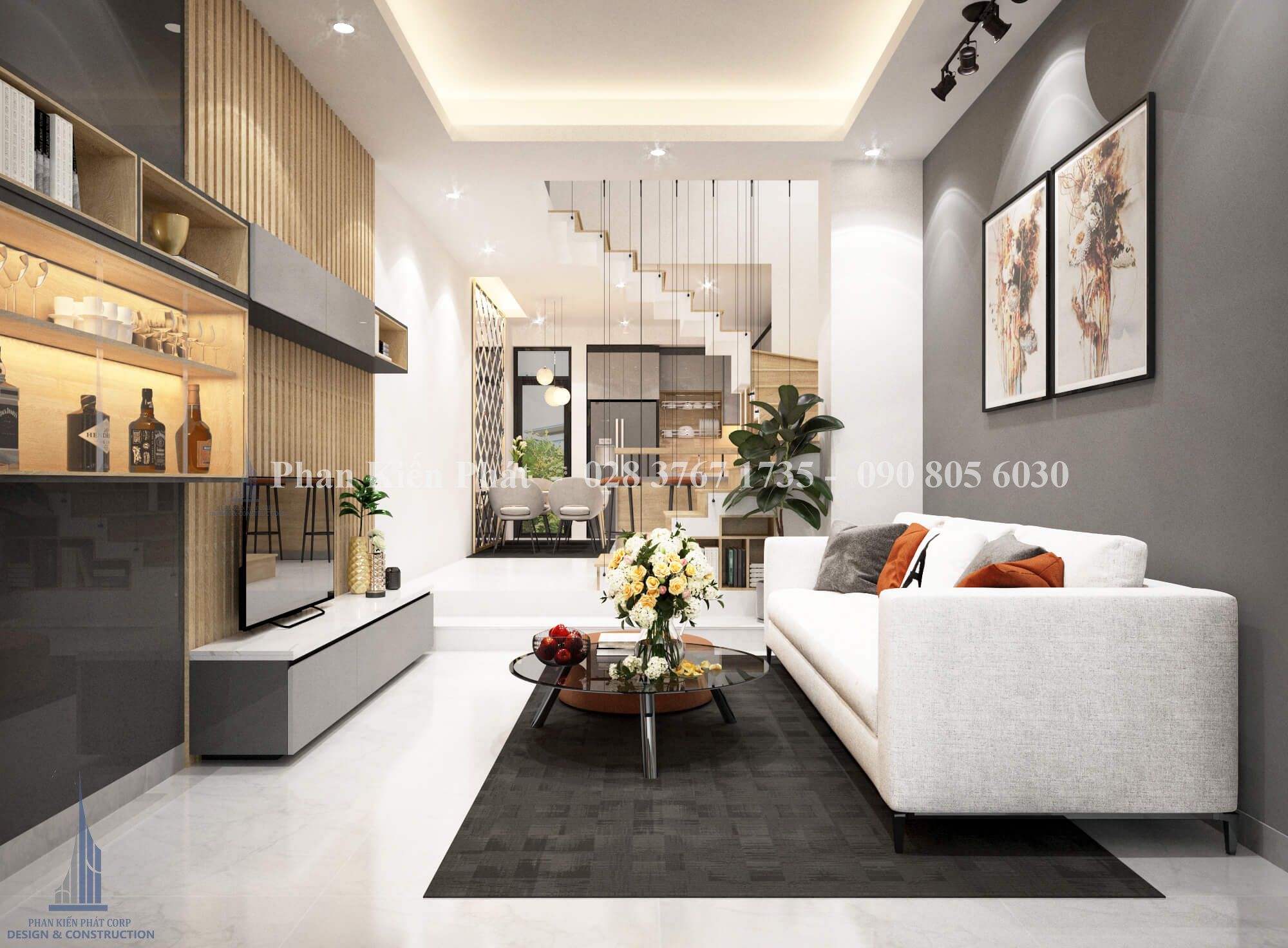 Chia sẻ kinh nghiệm thi công nội thất theo yêu cầu như nhà phố, biệt thư, căn hộ theo yêu cầu của chủ đầu tư 3 Thiet Ke Noi That Phong Khach Anh Hung Binh Tan 1 Tkxdnd