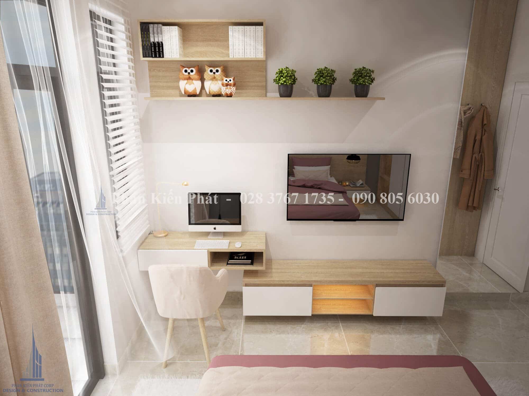 Chia sẻ kinh nghiệm thi công nội thất theo yêu cầu như nhà phố, biệt thư, căn hộ theo yêu cầu của chủ đầu tư 15 Thiet Ke Noi That Phong Ngu Con Gai Anh Hung Binh Tan 4 Tkxdnd